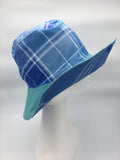 Retro Sun Hat-  Blue Check