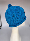 CHUNKY CLASSIC BEANIE - Spring Cotton- Blue- Large