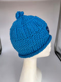 CHUNKY CLASSIC BEANIE - Spring Cotton- Blue- medium