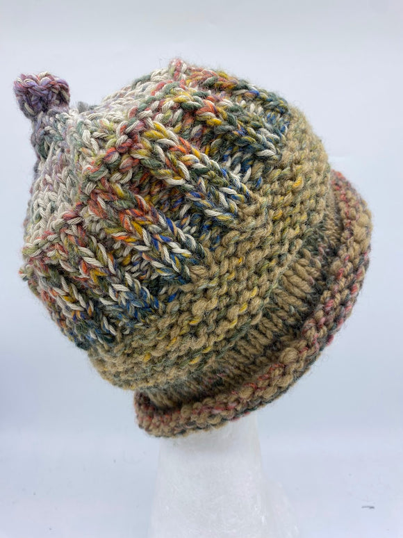 CHUNKY CLASSIC BEANIE - muted browns- medium/large