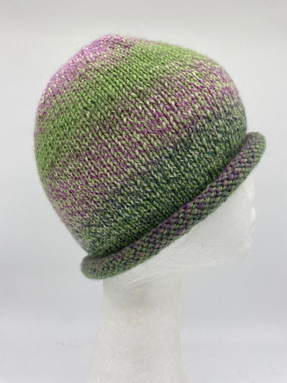 CLASSIC BEANIE - pink  green variegated.