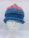 CHUNKY CLASSIC BEANIE - COTTON DUSKY RED BLUE- medium