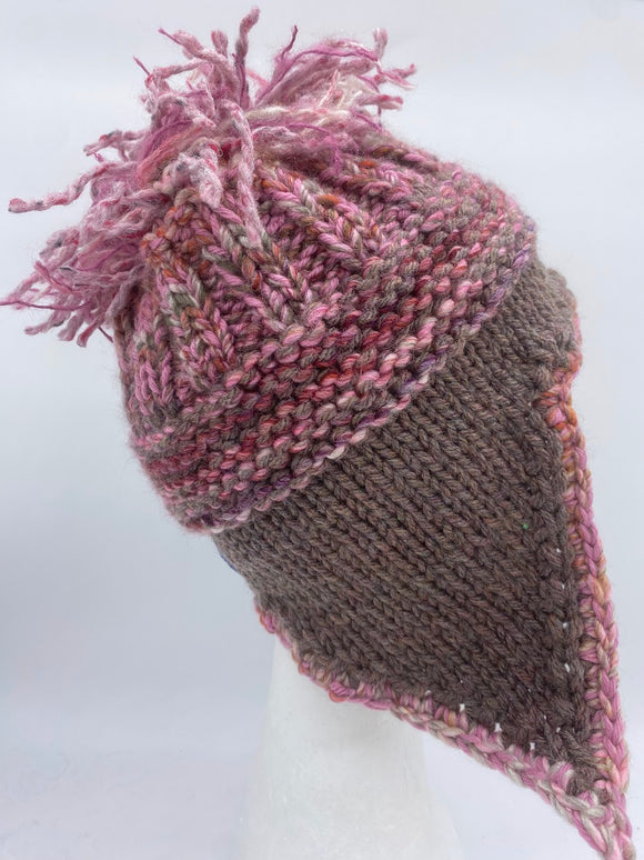 FOOF BEANIE - Pink Brown