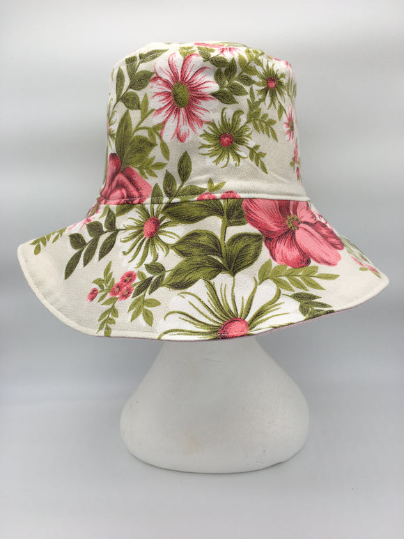 Retro Sun Hat-  Creamy floral 1